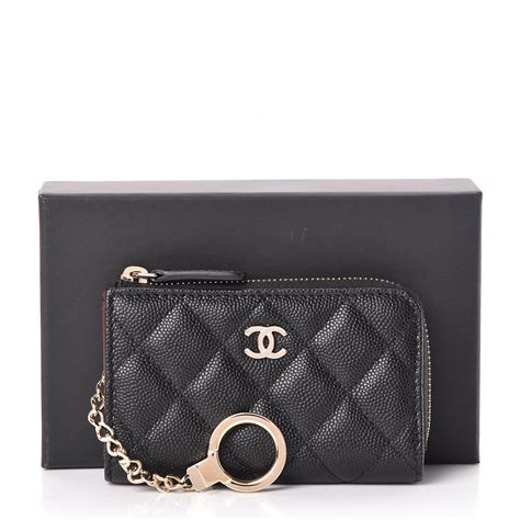 chanel caviar quilted key holder case|CHANEL Caviar Quilted 6 Key Holder Black .